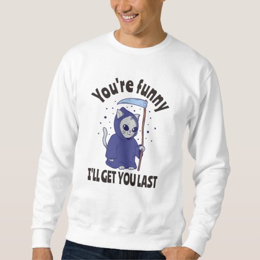 Funny Grim Reaper Cat Halloween Anzug Sweatshirt (Vorderseite)