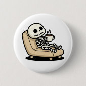 Funny Grim Reaper Drinking Coffee | "Dead Inside"  Button (Vorderseite)
