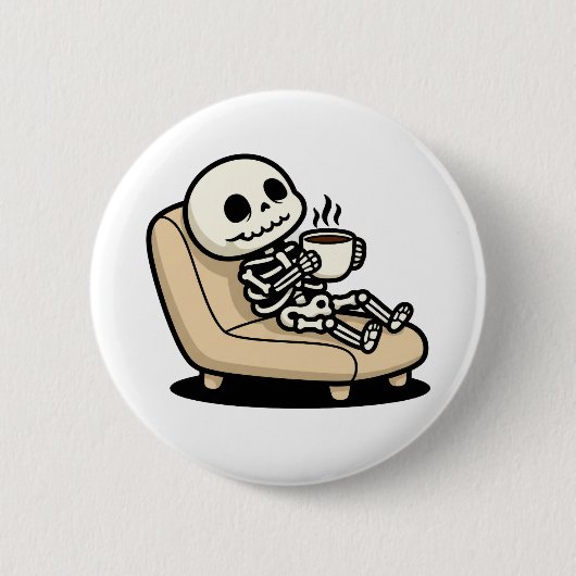 Funny Grim Reaper Drinking Coffee | "Dead Inside" Button (Vorderseite)