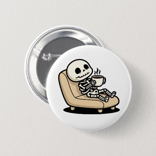 Funny Grim Reaper Drinking Coffee | "Dead Inside"  Button (Vorne & Hinten)