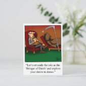 Funny Grim Sensenmann Dance Cartoon Postkarte (Stehend Vorderseite)