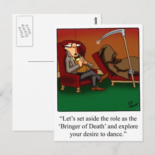 Funny Grim Sensenmann Dance Cartoon Postkarte (Vorne/Hinten)