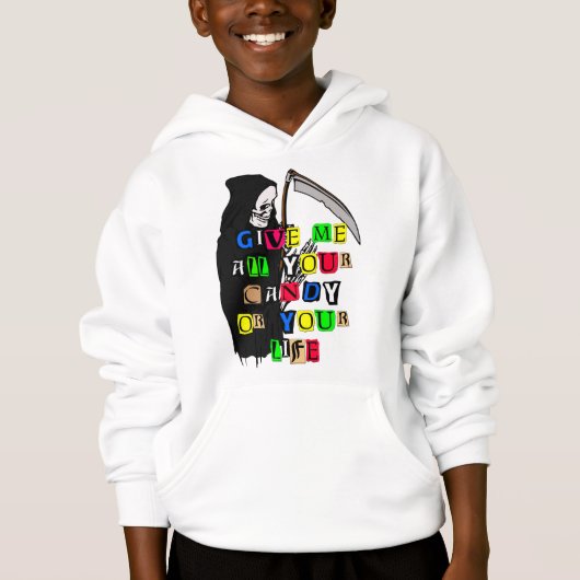 Funny Grim Sensenmann gibt mir Süßes Typografie Ki Hoodie (Vorderseite)