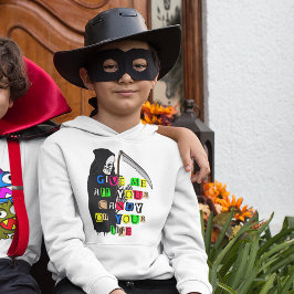 Funny Grim Sensenmann gibt mir Süßes Typografie Ki Hoodie