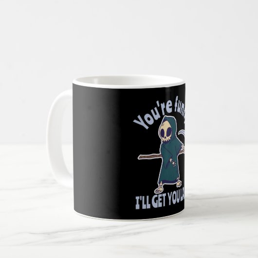 Funny Grim Sensenmann Skeleton Halloween-Kostüm Kaffeetasse (Vorderseite Links)