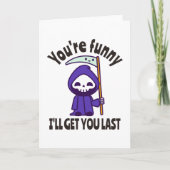 Funny Grim Sensenmann Skeleton Halloween-Kostüm Karte (Vorderseite)