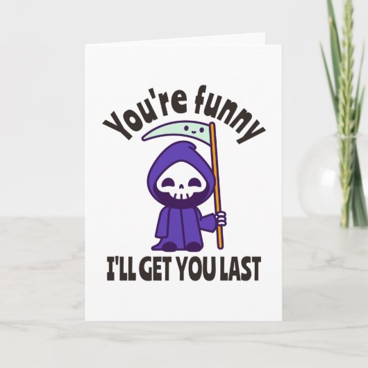 Funny Grim Sensenmann Skeleton Halloween-Kostüm Karte (Vorderseite)