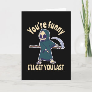Funny Grim Sensenmann Skeleton Halloween-Kostüm Karte