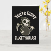 Funny Grim Sensenmann Skeleton Halloween-Kostüm Karte (Gelbe Blume)