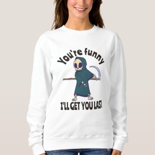 Funny Grim Sensenmann Skeleton Halloween-Kostüm Sweatshirt (Vorderseite)