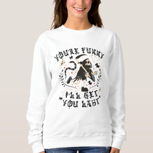 Funny Grim Sensenmann Skeleton Halloween-Kostüm Sweatshirt (Vorderseite)