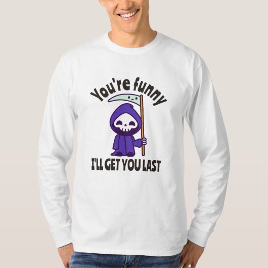 Funny Grim Sensenmann Skeleton Halloween-Kostüm T-Shirt (Vorderseite)