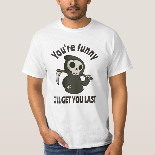 Funny Grim Sensenmann Skeleton Halloween-Kostüm T-Shirt (Vorderseite)