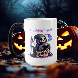 Funny Grim Sensenmann Skeleton Skull Halloween Tas Verwandlungstasse