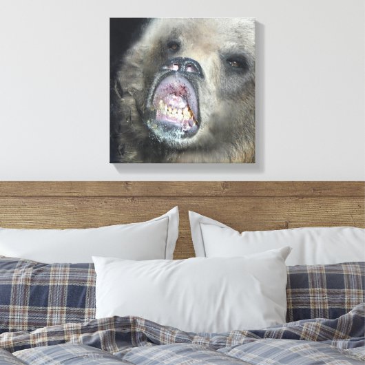 Funny Grizzly Bären Cub Licken das Glasfenster Leinwanddruck (Insitu (Schlafzimmer))
