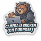 Funny Grizzly Bear Laptop Camera Sticker (Vorderseite)