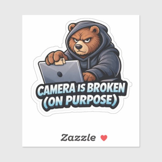 Funny Grizzly Bear Laptop Camera Sticker (Blatt)