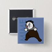 FUNNY GRIZZLY BEAR MIME SQUARE BUTTON ZURÜCK SCHAL (Vorne & Hinten)