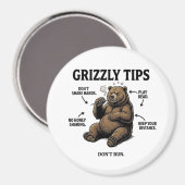 Funny Grizzly Bear Survival Tips Outdoor Humor Magnet (Vorderseite/Rückseite)