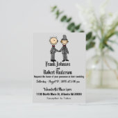 Funny Groom and Groom Gay Wedding Einladung (Stehend Vorderseite)