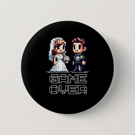 Funny Groom Bride Wedding Bachelor Party Retro Pix Button (Vorderseite)