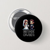 Funny Groom Bride Wedding Bachelor Party Retro Pix Button (Vorne & Hinten)