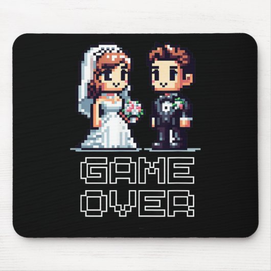 Funny Groom Bride Wedding Bachelor Party Retro Pix Mousepad (Vorne)