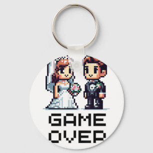 Funny Groom Bride Wedding Bachelor Party Retro Pix Schlüsselanhänger