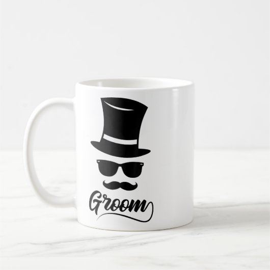 Funny Groom Shirt White For Men Hat And Mustache T Kaffeetasse (Links)