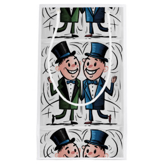 Funny Groom und Groom Gay Wedding Cartoon Kleine Geschenktüte
