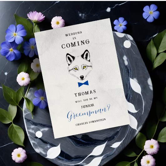 Funny Groomsman Blue Bow Tie Wedding Proposal  Einladung