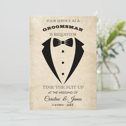 Funny Groomsman  Invitation (Stehend Vorderseite)