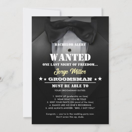 Funny Groomsman  Invitation (Vorderseite)
