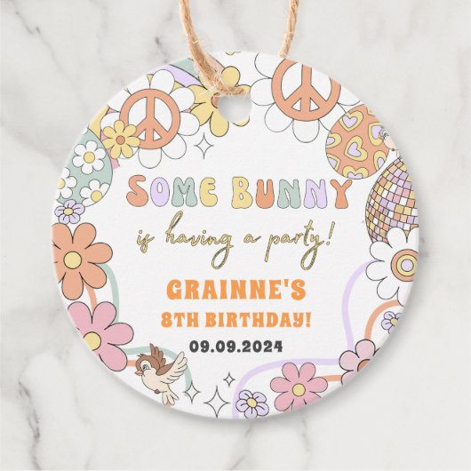 Funny Groovy 1. Ostergeburt Party Geschenkanhänger (Vorderseite)