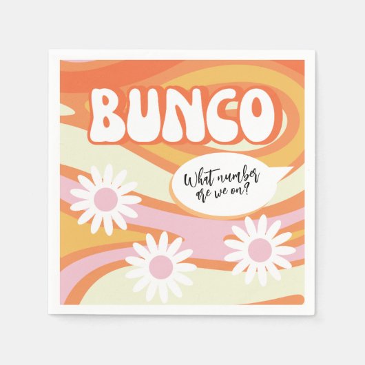 Funny Groovy Orange und Pink Bunco Night Serviette (Vorderseite)