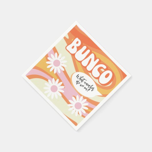 Funny Groovy Orange und Pink Bunco Night Serviette (Ecke)