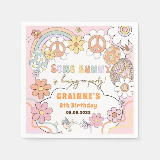 Funny Groovy Ostergeburt Party Serviette (Vorderseite)