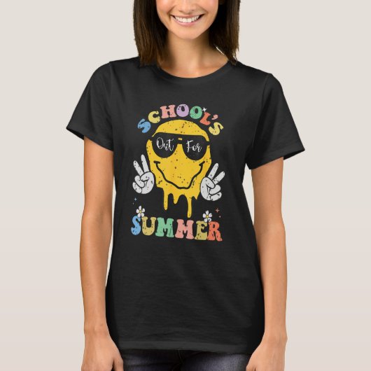 Funny Groovy School's Out For Summer Graduation Te T-Shirt (Vorderseite)