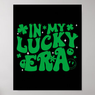 Funny Groovy St Patricks Day Kleeblatt zum Glück Poster