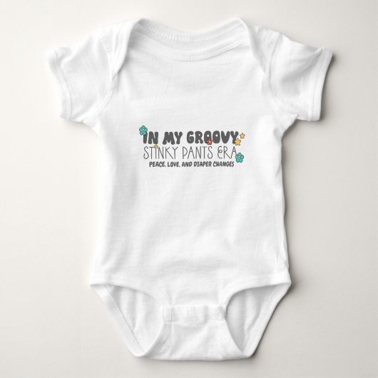Funny Groovy Stinky Pants Era Boys Bodysuit Baby Strampler (Vorderseite)