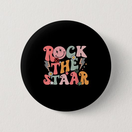 Funny Groovy Testing Day Rock The Staar Motivation Button (Vorderseite)