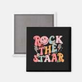 Funny Groovy Testing Day Rock The Staar Motivation Magnet (Vorderseite/Rückseite)