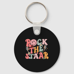 Funny Groovy Testing Day Rock The Staar Motivation Schlüsselanhänger