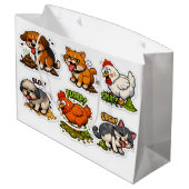 Funny Gross Animals Pooping Cartoon Große Geschenktüte (Rückseite Schrägansicht)