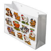 Funny Gross Animals Pooping Cartoon Große Geschenktüte (Vorderseite Schrägansicht)