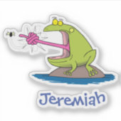 Funny großer Frosch mit Fliegenfliege Cartoon Spaß Aufkleber (Vorderseite)