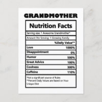 Funny Großmutter Nutrition Fakten Postkarte