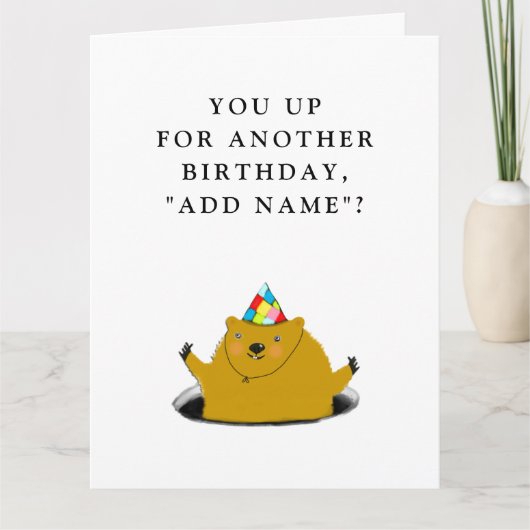 Funny Groundhog Day Birthday Card Karte (Vorderseite)