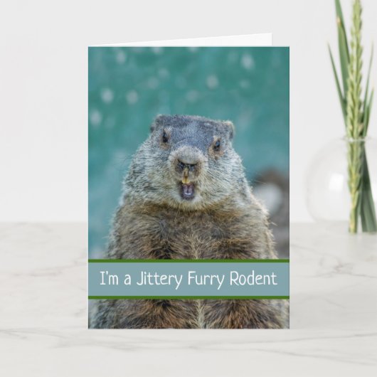 Funny Groundhog Day mit Jittery Furry Rodent Karte (Vorderseite)
