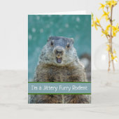 Funny Groundhog Day mit Jittery Furry Rodent Karte (Gelbe Blume)